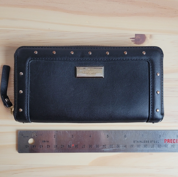 Kate Spade Studded Zip-Around Wallet Black - Picture 4 of 9